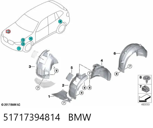 Підкрилок передній правий 51717394814 BMW