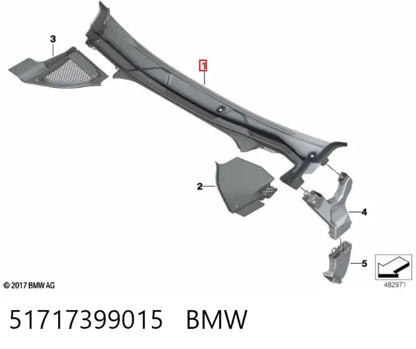 Водостік лобового скла, жабо 51717399015 BMW