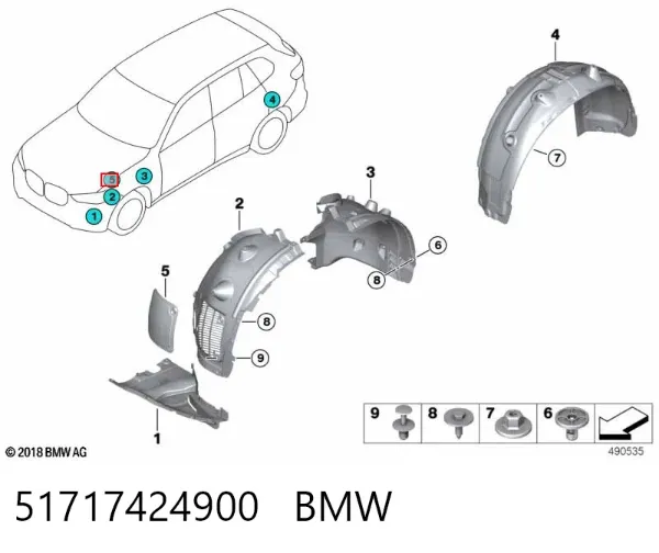 Лючок підкрилка переднього лівого 51717424900 BMW