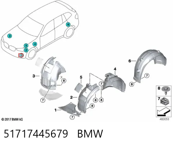 Захист бампера переднього, лівий 51717445679 BMW