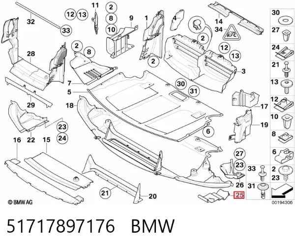 Повітропровід (дефлектор) радіатора, правий 51717897176 BMW