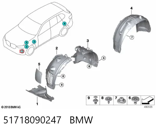 Лючок підкрилка переднього лівого 51718090247 BMW