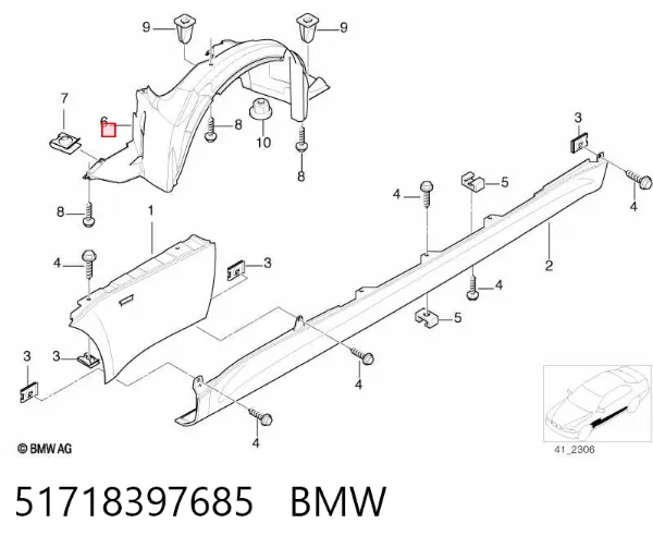 Підкрилок передній лівий 51718397685 BMW