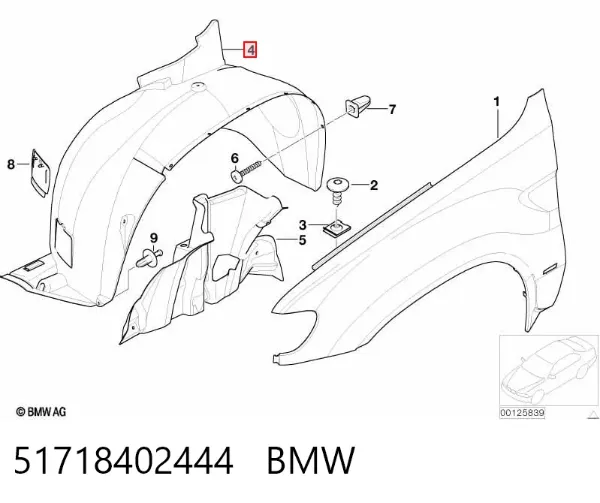 Підкрилок передній правий 51718402444 BMW