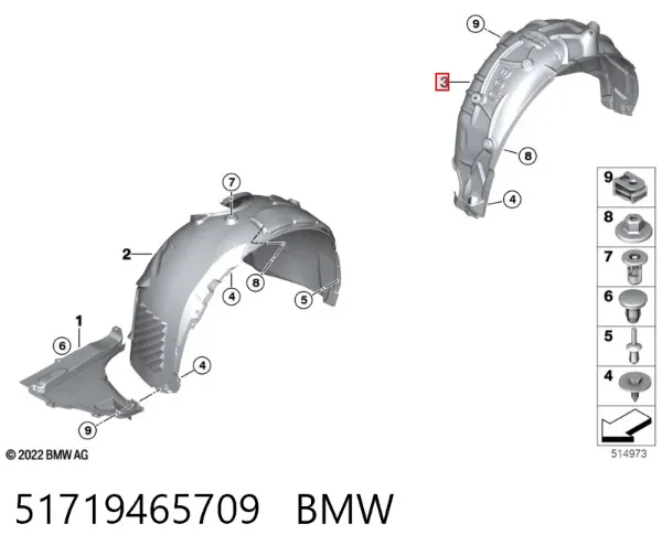 Підкрилок заднього крила, лівий 51719465709 BMW