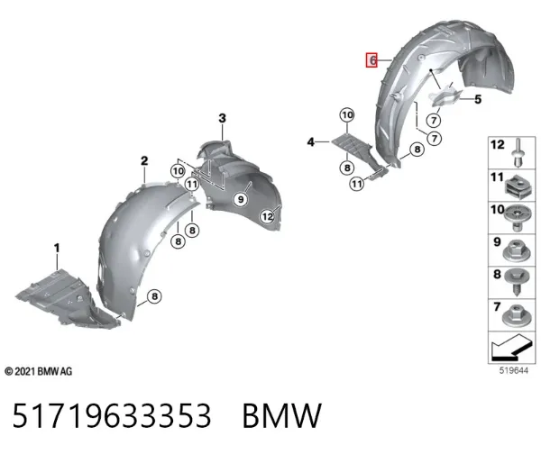 Підкрилок заднього крила, лівий 51719633353 BMW