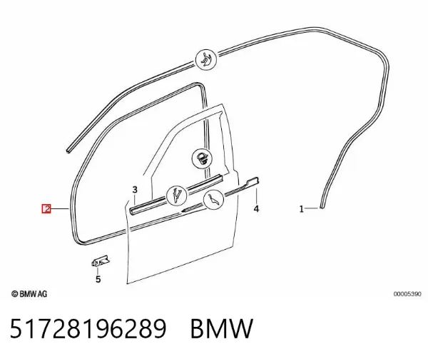 Ущільнювач двері передньої (на кузові) 51728196289 BMW