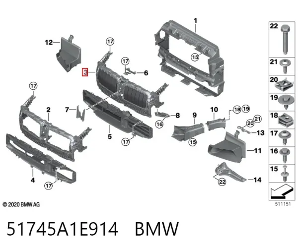 Жалюзі радіатора охолодження 51745A1E914 BMW