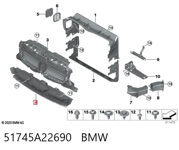 Жалюзі радіатора охолодження 51745A22690 BMW