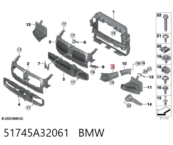 Повітропровід гальмівного диска, лівий 51745A32061 BMW