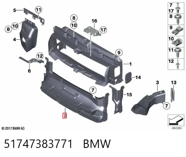 Повітропровід (дефлектор) радіатора, нижній 51747383771 BMW
