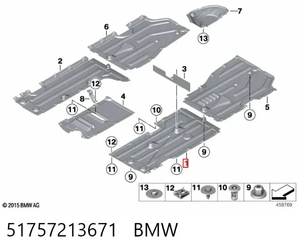 Захист днища передній лівий 51757213671 BMW