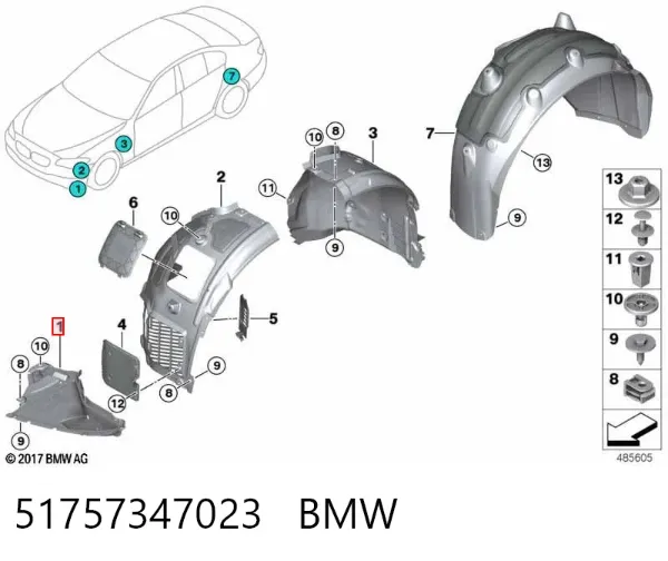 Захист бампера переднього, лівий 51757347023 BMW