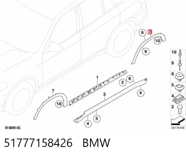 Розширювач заднього крила, правий 51777158426 BMW