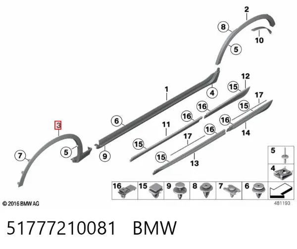 Розширювач переднього крила, лівий 51777210081 BMW