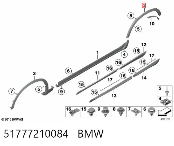 Розширювач заднього крила, правий 51777210084 BMW