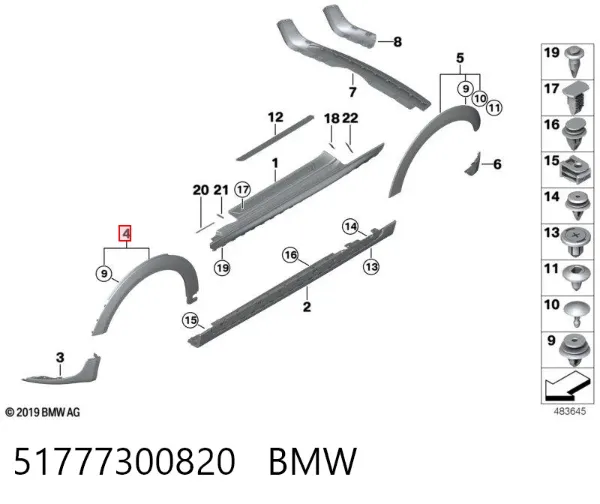 Розширювач переднього крила, правий 51777300820 BMW