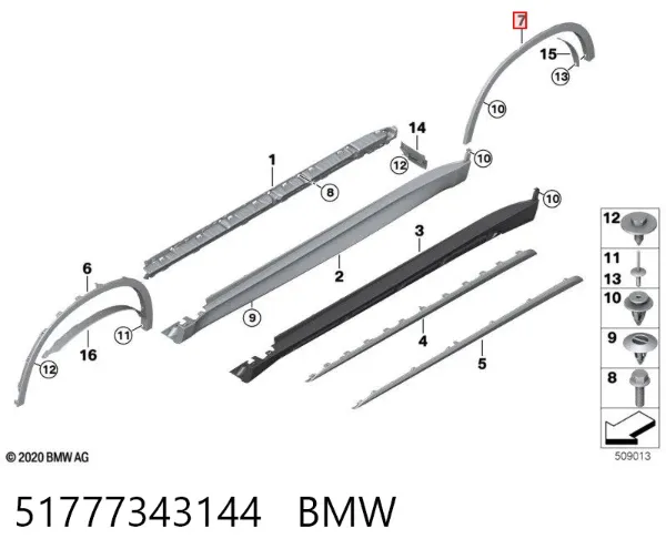 Розширювач заднього крила, правий 51777343144 BMW