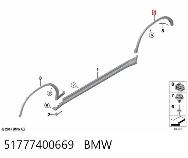 Розширювач заднього крила, лівий 51777400669 BMW