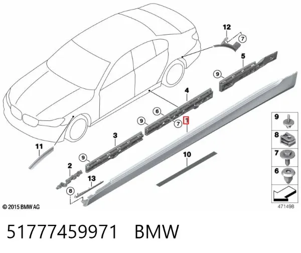 Накладка зовнішня (молдинг) порога, лівий 51777459971 BMW