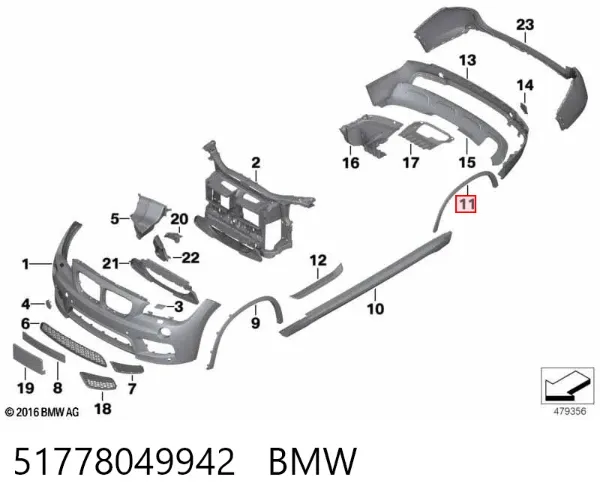 Розширювач заднього крила, правий 51778049942 BMW