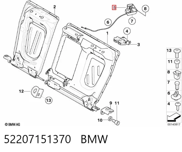 Блок кнопок механізму регулювання сидінь, правий 52207151370 BMW