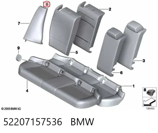 Пістон (кліп) кріплення підкрилки переднього крила 52207157536 BMW