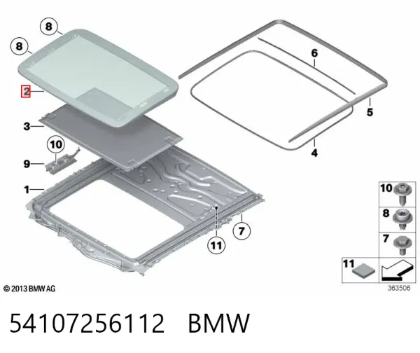 Скло люка даху 54107256112 BMW