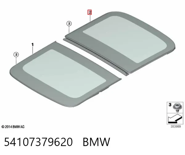 Кришка люка даху, задня 54107379620 BMW
