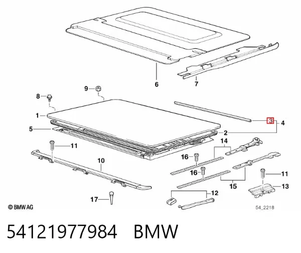 Ущільнювач люка даху 54121977984 BMW