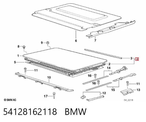 Ущільнювач люка даху 54128162118 BMW