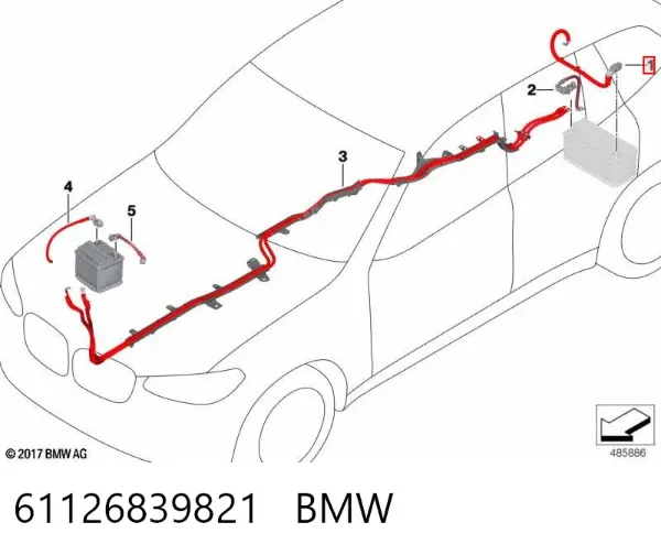 Кабель плюсової клеми акумулятора (АКБ) 61126839821 BMW