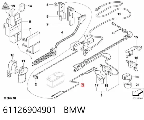 Кабель плюсової клеми акумулятора (АКБ) 61126904901 BMW