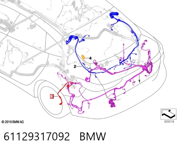 Електропроводка заднього гальмівного супорта 61129317092 BMW
