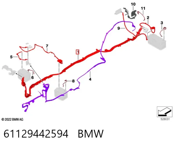 Кабель плюсової клеми акумулятора (АКБ) 61128798403 BMW