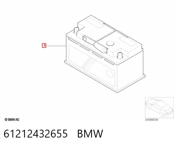 Акумуляторна батарея, АКБ 61212432655 BMW