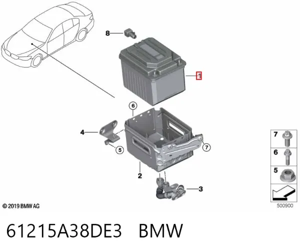 Акумуляторна батарея, АКБ 61215A38DE3 BMW