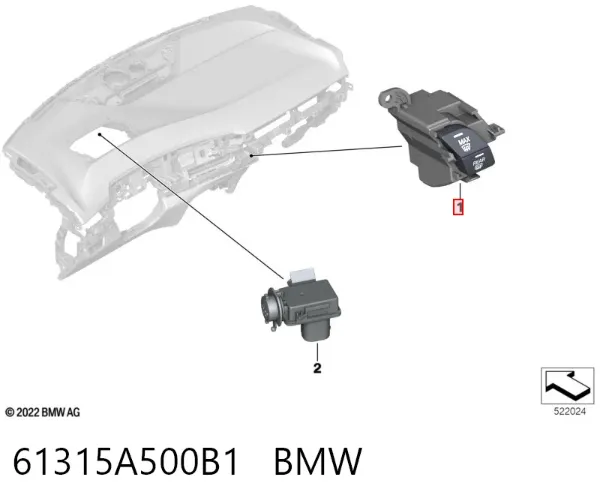 Кнопка вмикання обігріву заднього скла 61315A500B1 BMW