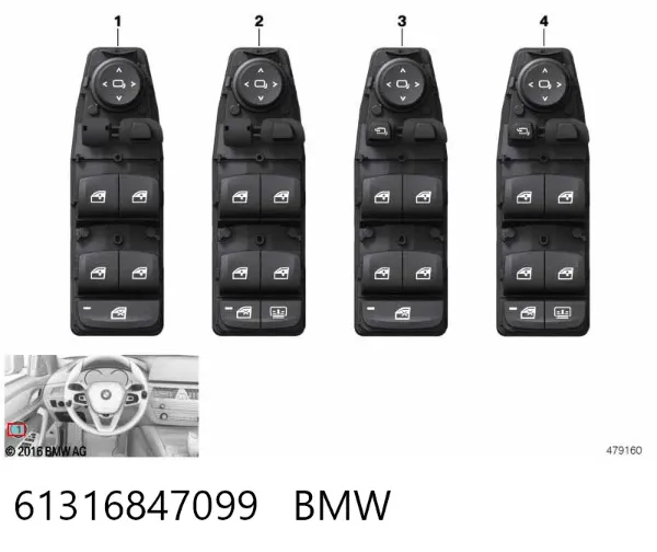 Кнопковий блок керування склопідіймачами передній лівий 61316847099 BMW