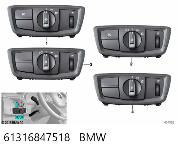 Перемикач світла фар, на "торпеді" 61316847518 BMW