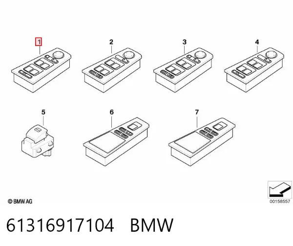 Кнопковий блок керування склопідіймачами передній лівий 61316917104 BMW