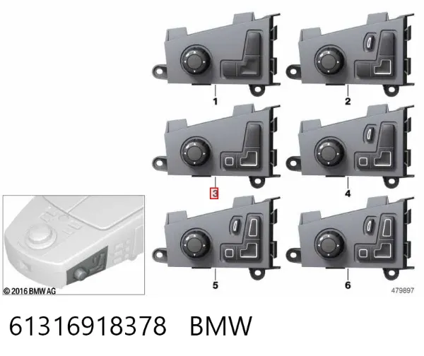 Блок кнопок механізму регулювання сидінь, лівий 61316918378 BMW