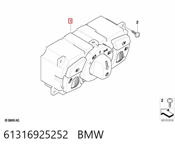 Перемикач світла фар, на "торпеді" 61316925252 BMW