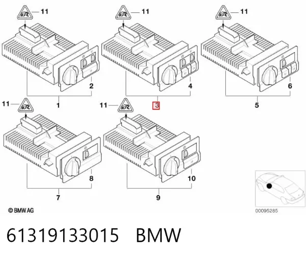 Перемикач світла фар, на "торпеді" 61319133015 BMW