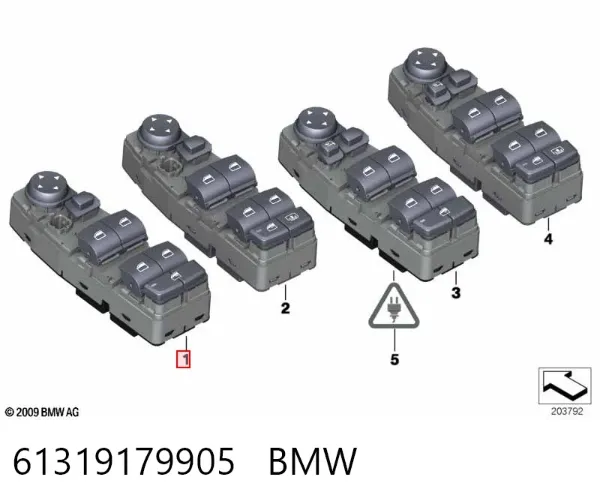 Кнопковий блок керування склопідіймачами передній лівий 61319179905 BMW