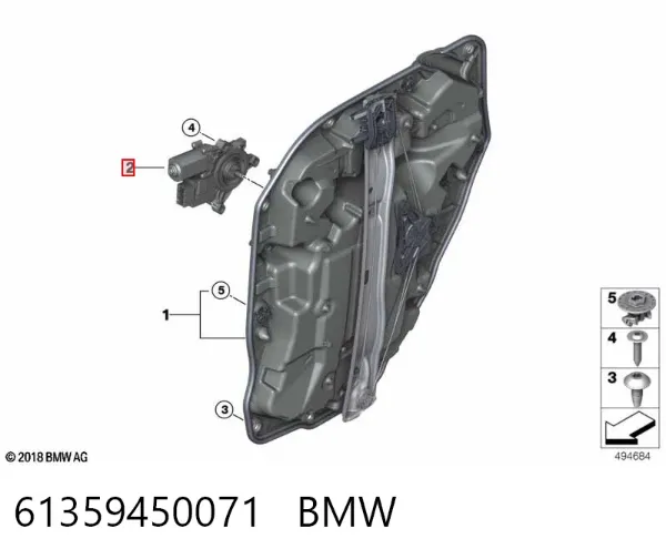 Двигун стеклопод'емника двері задньої, лівої 61359450071 BMW