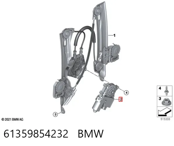 Двигун стеклопод'емника двері задньої, правої 61359854232 BMW