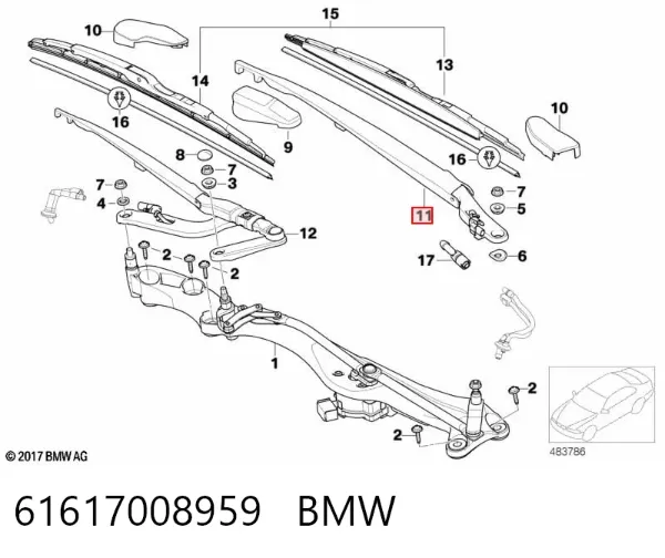 Важіль склоочисника 61617008959 BMW