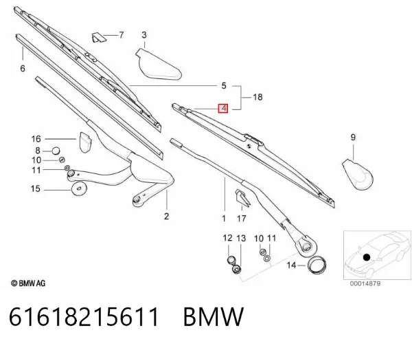 Щітка-двірник лобового скла, водійська 61618215611 BMW
