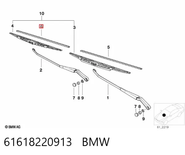 Гумка склоочисника водійська 61618220913 BMW